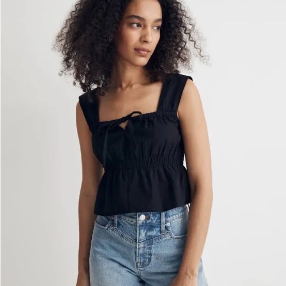 NWT Madewell Smocked Tie-Front Tank Top